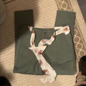 Olive green pants with tie